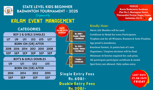 The State Level Kids Beginner Badminton Tournament 2025